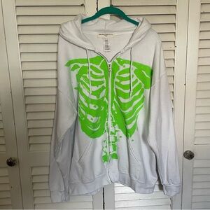 Project Social T Skeleton Zip Up Hoodie Sweatshirt